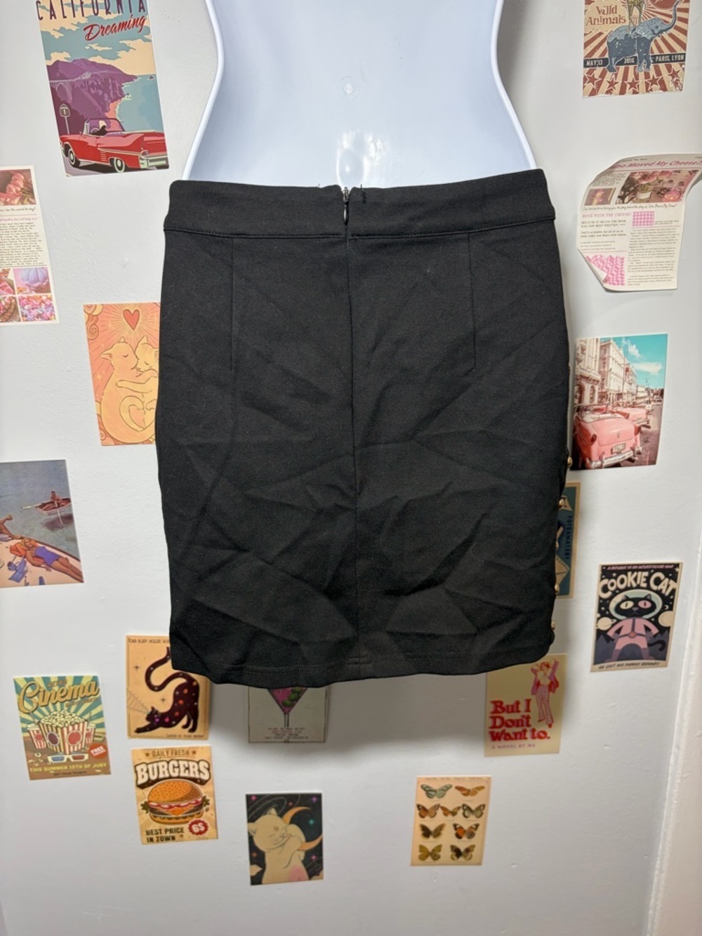 AKIRA Black Mini Skirt with Gold Side Lace-Up - Picture 2 of 5